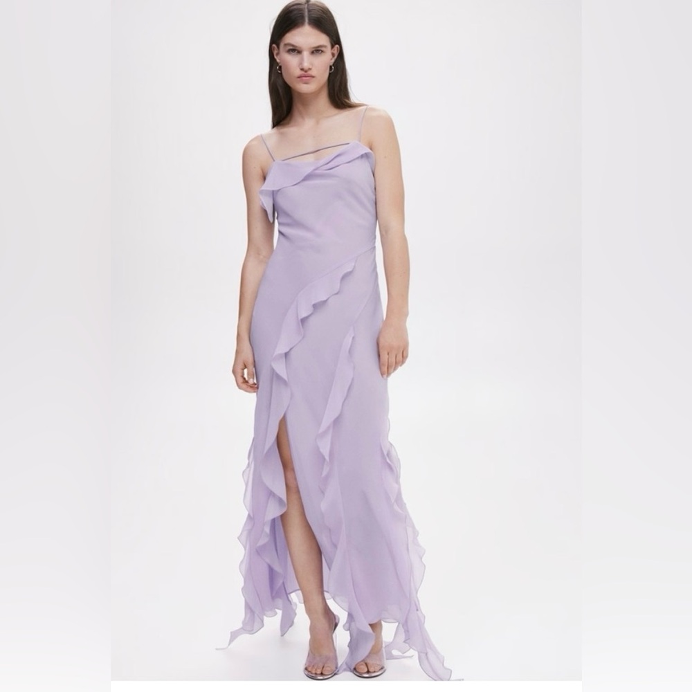 Mango Lavender Ruffle Dress